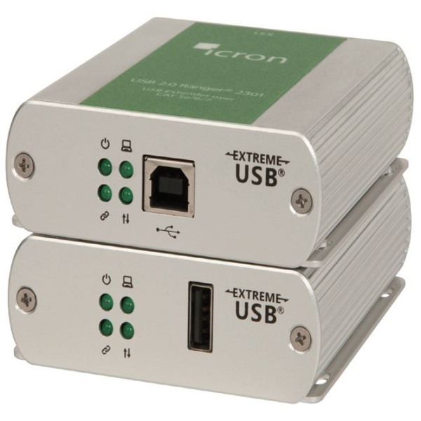 USB 2.0 Ranger 2301 USB Extender mit 1 USB 2.0 Port über Kat. 5e/6/7 auf 100m von Icron.