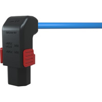 C13 IEC Lock Gewinkelt Rewireable Abgewinkelter C13 Stecker mit Verriegelung von IEC Lock blaues Kabel