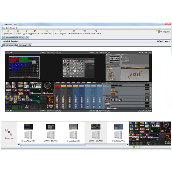 Tera Viewer Monitoring Software für IP-basiertes Überwachen und Umschalten von Ihse