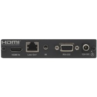 HDMI, Infrarot und RS-232 Eingänge und RJ-45 Ausgang des TP-573 von Kramer Electronics.