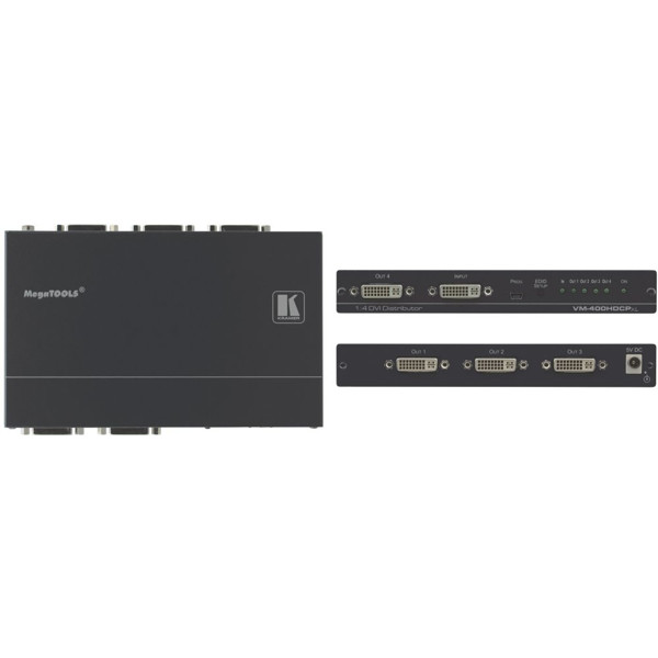 VM-400HDCPXL kompakter 4K60 DVI Splitter mit einem DVI-I Eingang und 4x DVI-I Ausgängen von Kramer Electronics