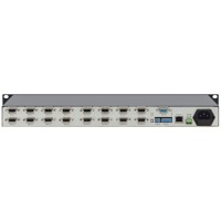 Die 8 VGA Ein- und Ausgänge, RS-232 Port, Ethernet Port und andere Anschlüsse des VP-8x8 Matrix-Switches von Kramer-Electronics.