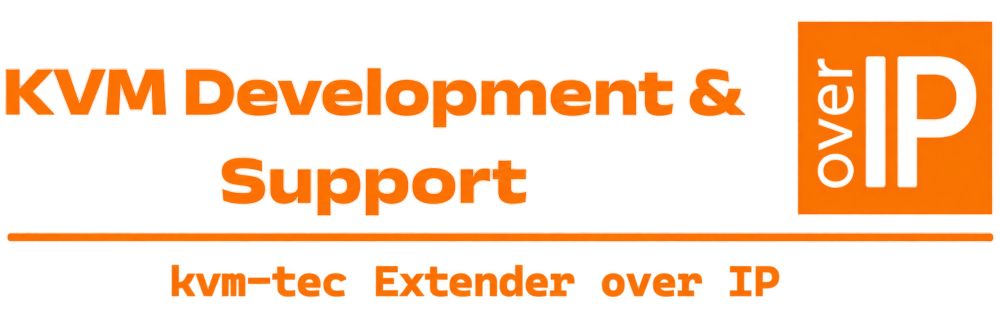 Logo der Firma KVM Development & Support mit kvm-tec Extender over IP