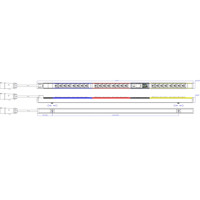 646024 intelligente IP-fähige Steckdoesenleiste mit 21x c13 und 3x c19 Anschlüssen von Legrand Zeichnung