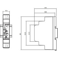 HDR-15 isolierte 15 Watt DIN-Rail Netzteil für TS-35/7.5 oder TS-35/15 Hutschienen von Mean Well Zeichnung