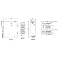 NDR-120-12 120 Watt Hutschienen Netzteil mit einem 12 VDC Spannungsausgang von Mean Well Zeichnung