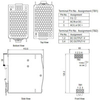 NDR-240-24 240 Watt Hutschienen Netzteil mit 24 VDC Ausgangsspannung von Mean Well Zeichnung 