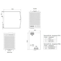 NDR-480-24 DIN-Schienen Netzteil mit 480 Watt Ausgangsleistung und 24 VDC Ausgangsspannung von Mean Well Zeichnung