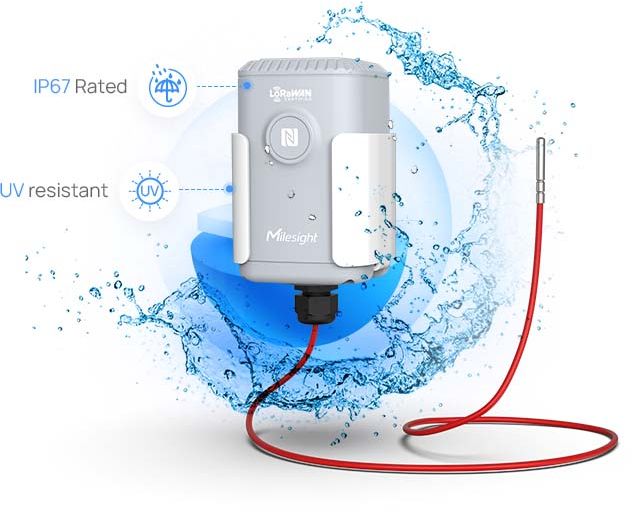 EM500-PT100 industrieller LoRaWAN Temperatursensor von Milesight IP67 Gehäuse