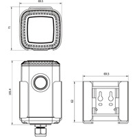 Zeichnung des industriellen EM500-PT100 LoRaWAN Temperatursensor von Milesight