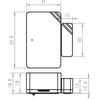 Zeichnung des WS301 LoRaWAN Türsensor von Milesight