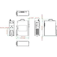 Zeichnung eines EDR-8010 Serie Multi-Port Secure Router von Moxa mit einer Hutschienen Montagehalterung