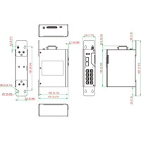 Zeichnung eines EDR-8010 Serie Multi-Port Secure Router von Moxa mit einer Wandmontage Halterung