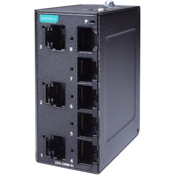 EDS-2008-EL-T Unmanaged 8-Port Switch mit Betriebstemperatur von -40 °C bis 75 °C von Moxa