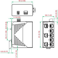 EDS-2008-ELP Serie Unmanaged Fast Ethernet Switches mit 8x 10/100BaseT(X) von Moxa Zeichnung