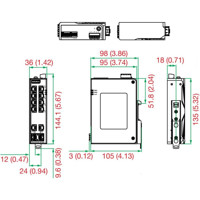 EDS-2010-ML-2GTXSFP-T unverwalteter 10-Port Ethernet Switch mit erweiterter Betriebstemperatur von Moxa Dimensionen