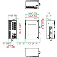 EDS-2018-ML-2GTXSFP-T 18-Port Ethernet Switch mit 16x FE, 2x GE/SFP und erweiterter Betriebstemperatur von Moxa Dimension