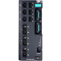 EDS-4009-3MSC 9-Port Managed Fast Ethernet Switch mit 6x RJ45 und 3x Multi-Mode SC Anschlüssen von Moxa von vorne