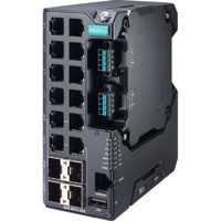 EDS-4012-4GC kompakter 12-Port Managed Ethernet Switch mit 8x RJ45 und 4x RJ45/SFP Combo-Ports von Moxa