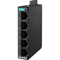 EDS-G2005-EL Unmanaged 5-Port Gigabit Ethernet Switch mit einem Metallgehäuse von Moxa seitlich