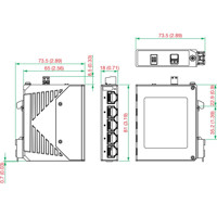 EDS-G2005-EL Serie Unmanaged 5-Port Gigabit Ethernet Switches mit Metallgehäusen von Moxa Zeichnung