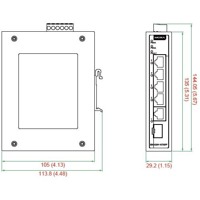 Abmessungen des EDS-G205-1GTXSFP industriellen Ethernet Switches von Moxa.