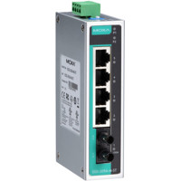 EDS-205A-M-ST industrieller Unmanaged Netzwerk Switch mit 4x RJ45 und 1x MM-ST Ports von Moxa