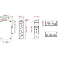 EDS-205A industrieller Unmanaged Netzwerk Switch mit 5x Ports von Moxa Zeichnung