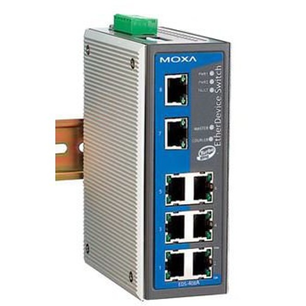 Der EDS-408A-EIP von Moxa ist ein indsutrieller Netzwerk Switch mit 8 Ports und EtherNet/IP.