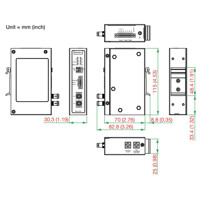 ICF-1171I CAN-Bus zu Glasfaser Konverter von Moxa Zeichnung Zeichnung des ICF-1171I CAN-Bus zu Glasfaser Konverter von Moxa