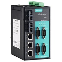 Der NPort S8455 von Moxa ist eine kombination aus einem Serial Device Server und einem Netzwerk Switch.