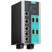 NPort S9450I-WV-T Geräteserver mit einem Managed Ethernet Switch von Moxa 