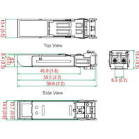 SFP-1G Serie Hot-Pluggable Gigabit Ethernet Module mit Single- oder Multi-Mode LC Steckern von Moxa Zeichnung