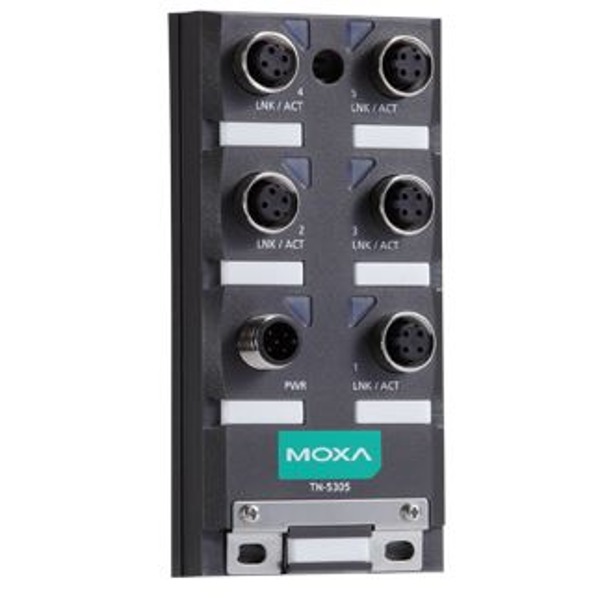 Der TN-5305 von Moxa ist ein industrieller Netzwerk Switch mit IP67 Schutz.