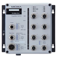 Der TN-5508-4PoE von Moxa ist ein industrieller Netzwer Switch mit 8 Ports und EN-50155 Zertifizierung.