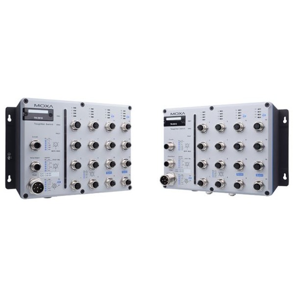 Der TN-5816 von Moxa ist ein industrieller Netzwerk Switch mit EN-50155 Zertifizierung.
