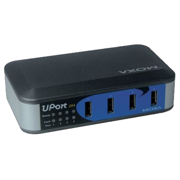 Der UPort 204 von Moxa ist ein USB-Hub mit bis zu 4 Ports.