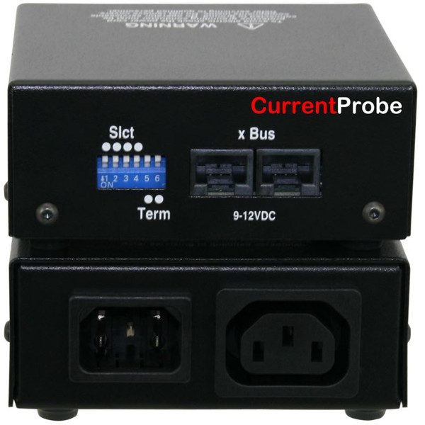 Vorder- und Rückseite des xBus Current Probe Stromflusssensors von Neol.