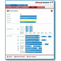 Webinterface des ePowerSwitch 4 von Neol zur Steuerung und  Überwachung der Ports.