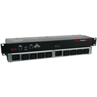 Vorder- und Rückseite der ePowerSwitch 8M+ /32 PDU mit Webserver, xBus und RS-232 von Neol.