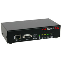 Vorderseite des VizioGuard Tiny von Neol mit Ethernet- und RS-232 Ports und MicroSD Slot.