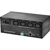 PowerPDU 4KS 4-Port Smart PDU mit IEC-320 C13 Stromausgängen von NETIO Vorder- und Rückseite