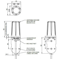 B4BE-6-60 4G/5G Mobilfunkantenne mit einem Metall-Montagewinkel von Panorama Antennas Zeichnung