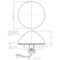 Technische Zeichnung der LP-BADEP3G-26 Low Profile 4G/3G/2G M2M und IoT Antenne von Panorama Antennas 