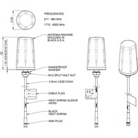 LPB-6-60 omnidirektionale Antenne für 5G, 4G, 3G und 2G Frequenzen von Panorama Antennas Zeichnung