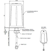 LPBE-868-2SP Low Profile 868 MHZ M2M und IoT Rundstrahlantenne von Panorama Antennas Zeichnung