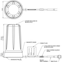 LPBEM-6-60 4G/5G LTE Antenne mit einem Magnetfuß von Panorama Antennas Zeichnung