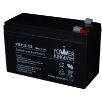 PS7.2-12 Bleibatterie von Power Kingdom mit 7.2AH Kapazität und 5 Jahren Lebensdauer.