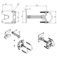 Technische Zeichnung der BRKT-16 universell anpassbare und schwenkbare Antennenhalterung von Poynting