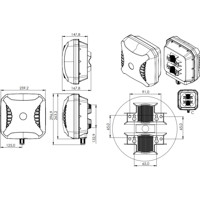 EPNT-2 direktionale 4x4 MIMO 4G/5G Mobilfunkantenne mit 2x2 MIMO Dual-Band 2.4/5GHz Wi-Fi von Poynting Zeichnung